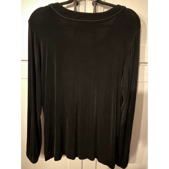 Chico’s Travelers Black Slinky Tunic Size 3 Long Sleeve Flowy Round Neck Witchy - Picture 5 of 9